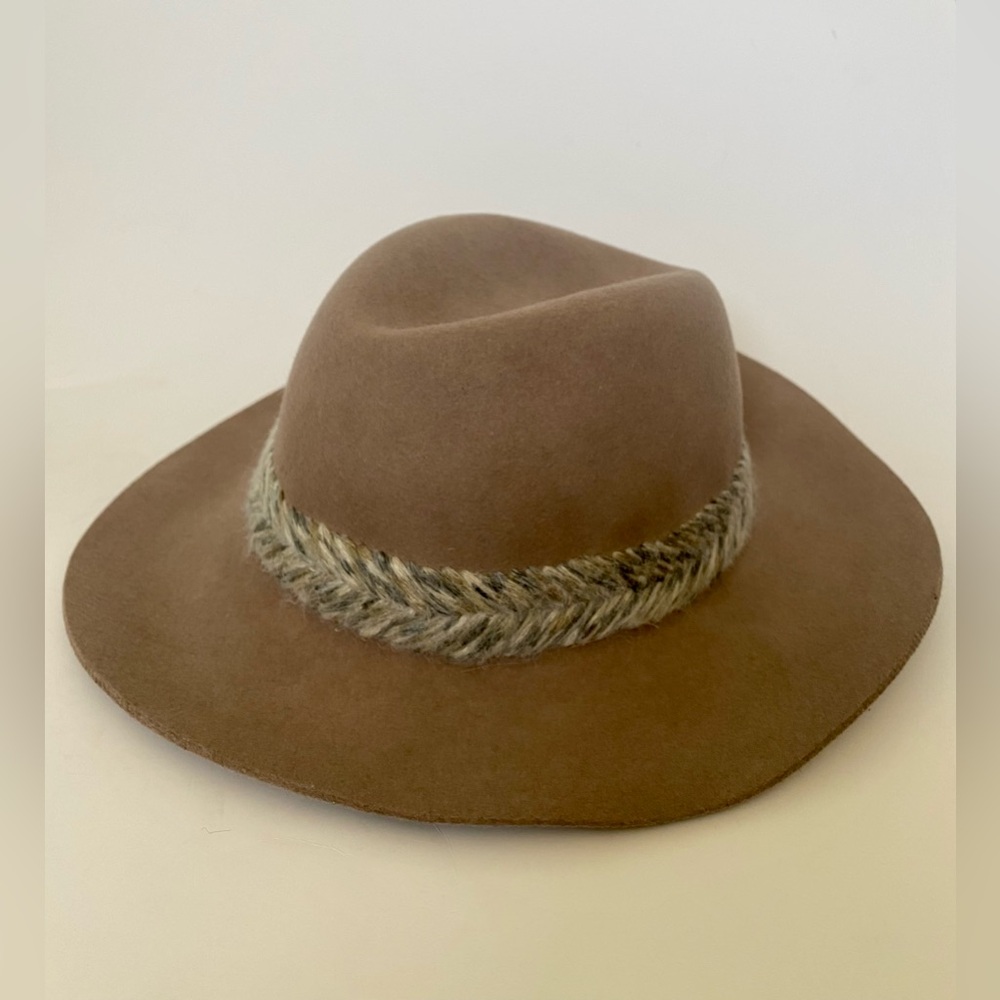 Zara Accessories 100% Wool Fedora Hat Woven Detail